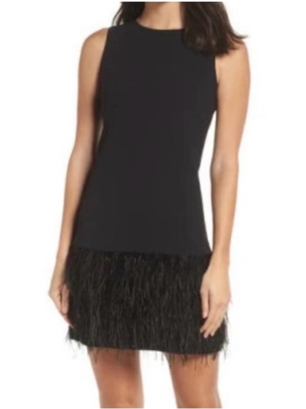 Sam Edelman- Feather hem sheath black dress Size 6